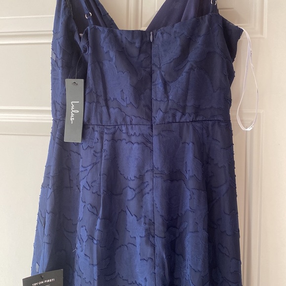 NWT lulus navy blue flower midi dress - Picture 7 of 8